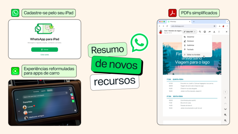 WhatsApp ganha ligações no navegador, edição de PDFs e novidades no carro; veja o que mudou